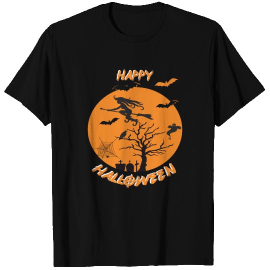 Moonlit Bat Cobweb Gravestone Ghost Spider Witch. T Shirts