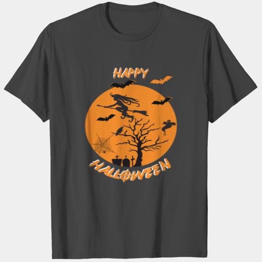 Moonlit Bat Cobweb Gravestone Ghost Spider Witch. T Shirts
