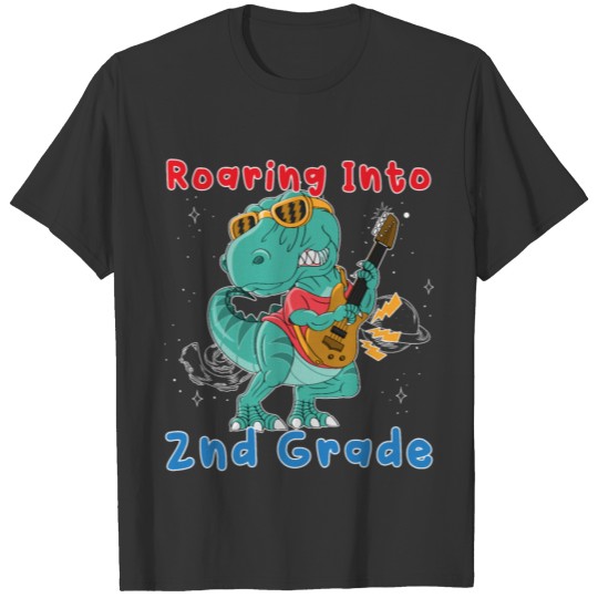 Roaring Into 2nd Grade Cute Dinosaur School T Shirts