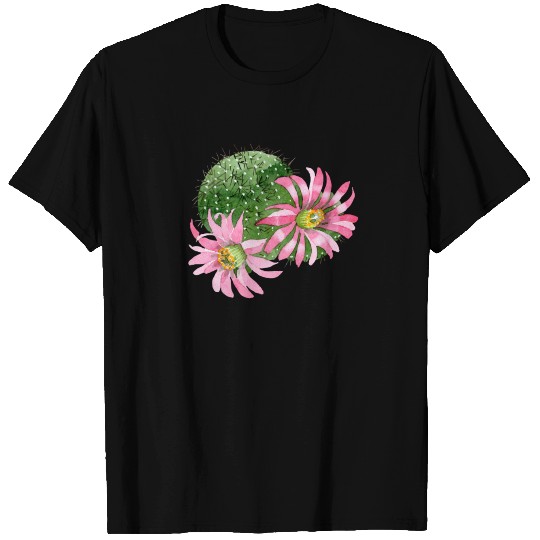 Cactus Watercolor Light Pink Blooms Cactus T Shirts