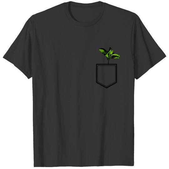plant in chest pocket T-shirt