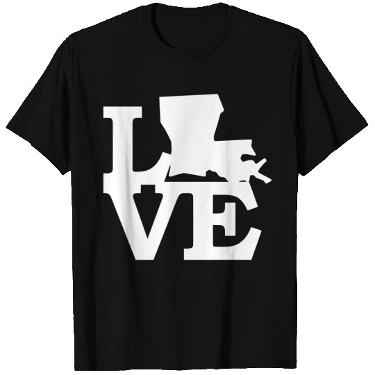 Louisiana Pride USA State Love Map T Shirts