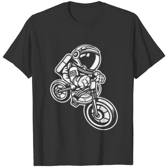 astronaut biker cartoon T-shirt