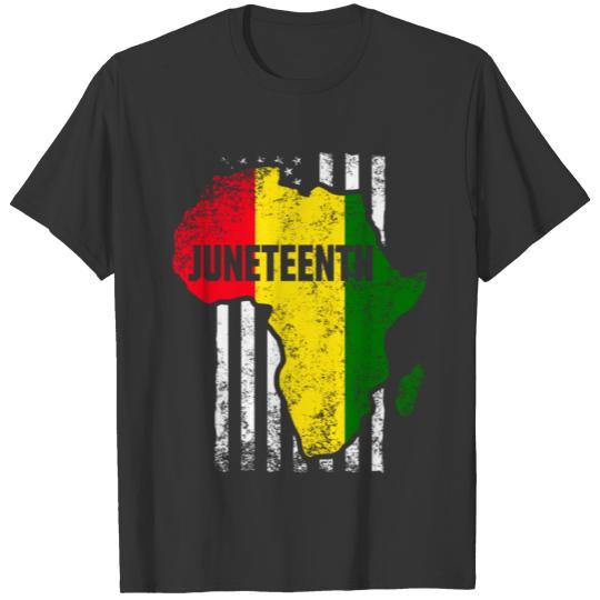 Juneteenth Maps Flag Black African American Flag T-shirt