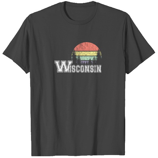 Vintage Wisconsin Retro Sunset T Shirts