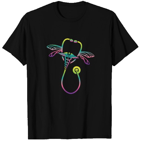 Colorful dragonfly Nurse life T Shirts