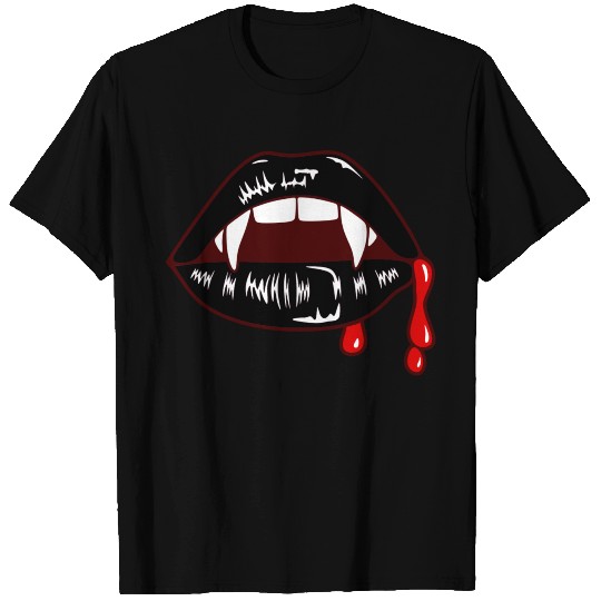 Black Goth Vampire Mouth Teeth T Shirts