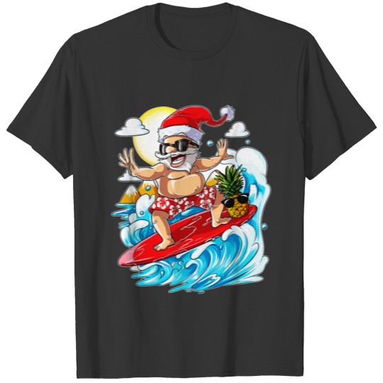 Christmas in July Santa Hawaiian Surfing T Shirts