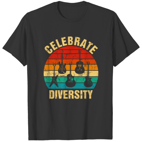 Celebrate Diversity Funny Guitar Player Musician M T-shirt