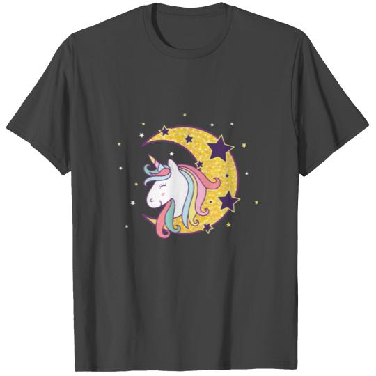 Rainbow Unicorn Moon T Shirts