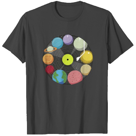 Solar system Vinyl Turntable Galaxy Stars Gift Ide T Shirts