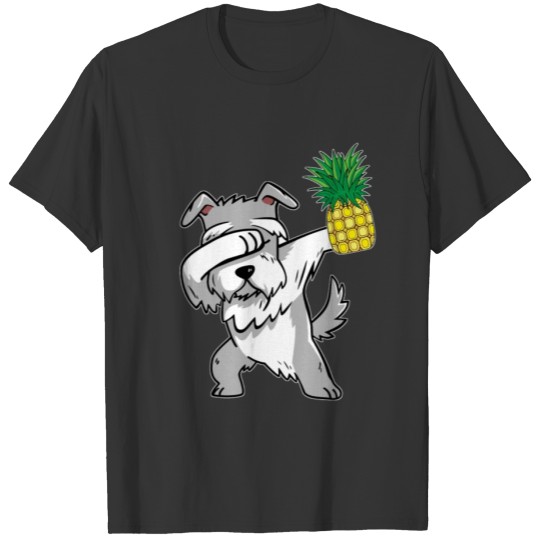Dabbing Schnauzer Puppy Dog Pineapple Aloha Hawaii T Shirts