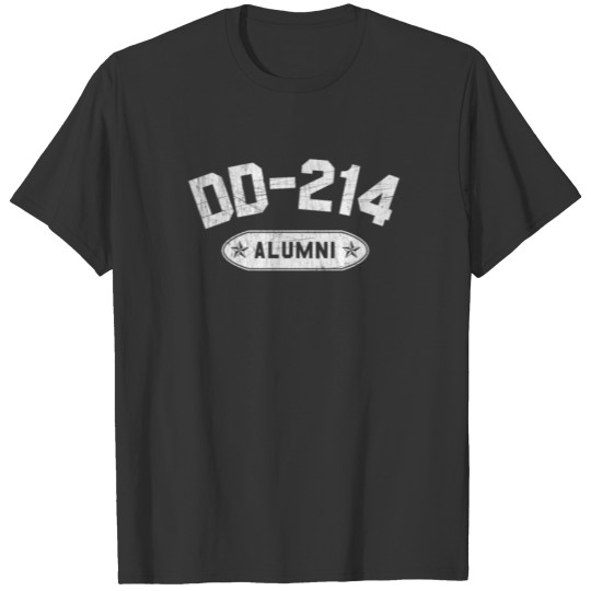 DD-214 Alumni In White US Military Distressed T-shirt