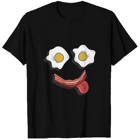 Cute Funny Smiley Breakfast Yummy Bacon and Eggs T Shirts