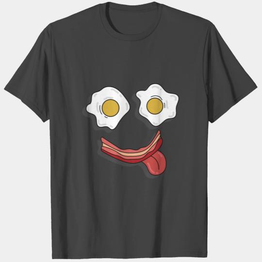 Cute Funny Smiley Breakfast Yummy Bacon and Eggs T Shirts