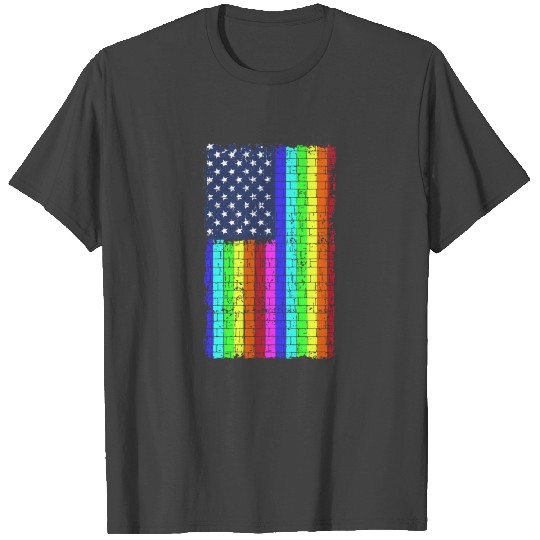 Vintage American Flag LGBT Lesbian Gay Pride T Shirts