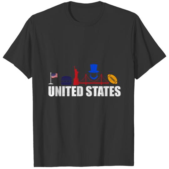 Countries United States US Icons Souvenir Gift T-shirt