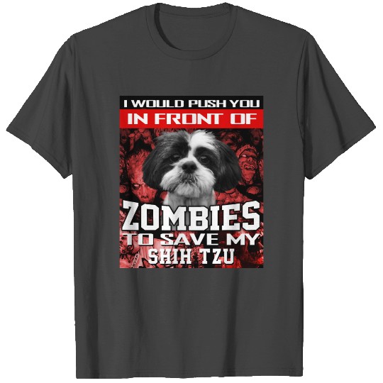 In Front Of Zombies To Save My Shih Tzu Halloween T Shirts