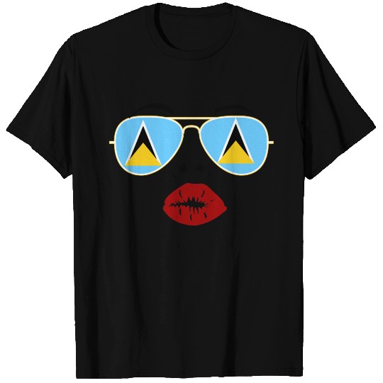 Saint Lucia Flag St Lucia Sunglasses Lips Kiss T Shirts