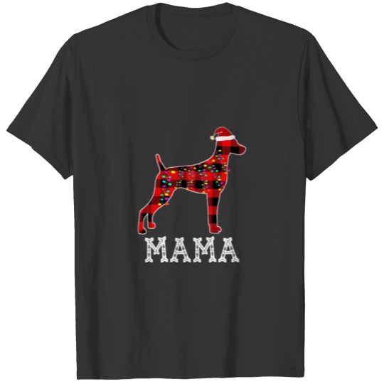 Weimaraner Mama Red Plaid Family Christmas Pajama T Shirts