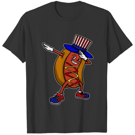 Dabbing Hot Dog Independence Day T Shirts