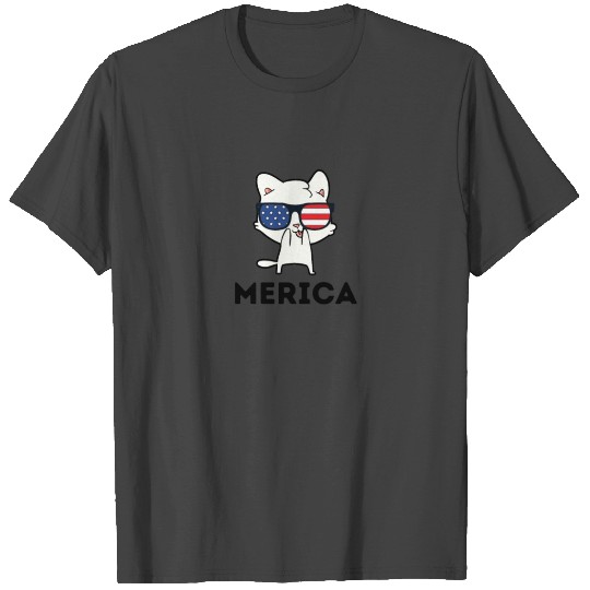 Funny Cat Merica Glasses, USA America T Shirts