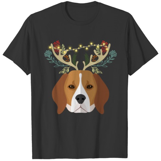 Beagle Antlers Funny Dog Lovers Christmas Reindeer T Shirts