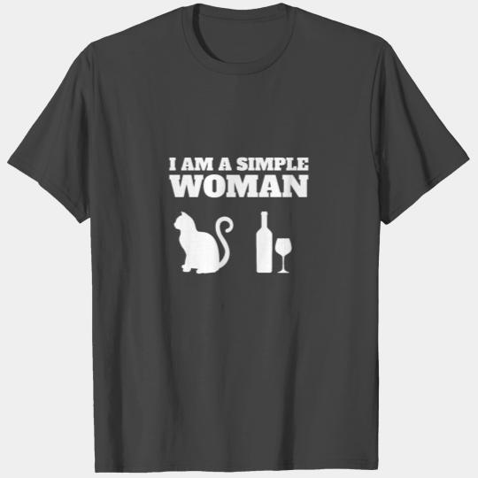 simple woman cat wine T Shirts