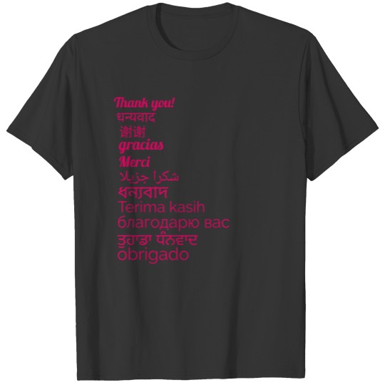 Thank you gratitude grateful many language gift T Shirts