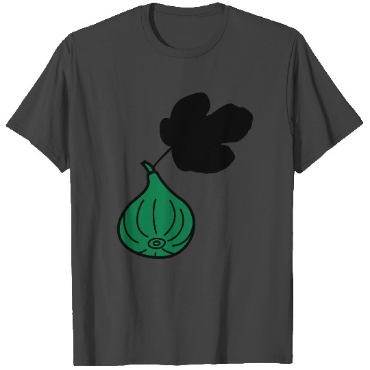 Fig With Leaf Two Colors Adjustable Vector Simple T Shirts