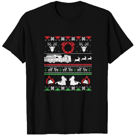 Firefighter Fireman Ugly Christmas Sweater Gifts T Shirts
