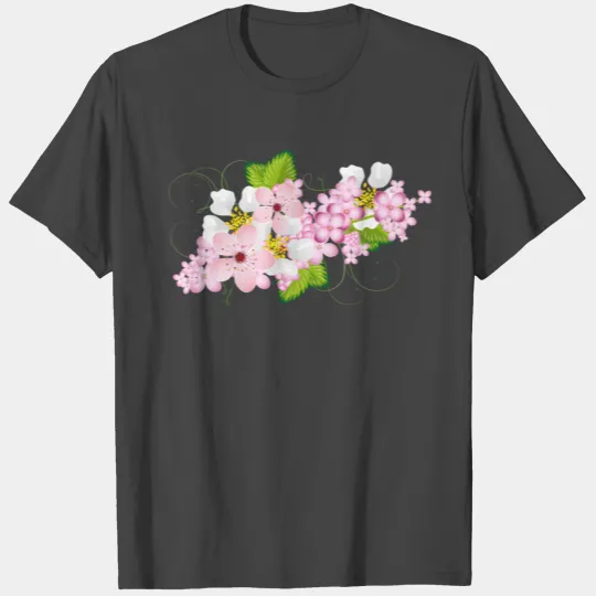Branch of lilac, strawberry and cherry blossoms T Shirts