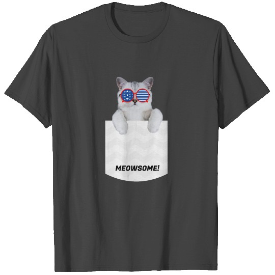Cute cat in pocket USA glasses T Shirts