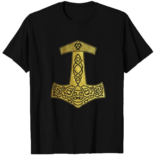 Golden Thor Hammer Nordic design present T Shirts
