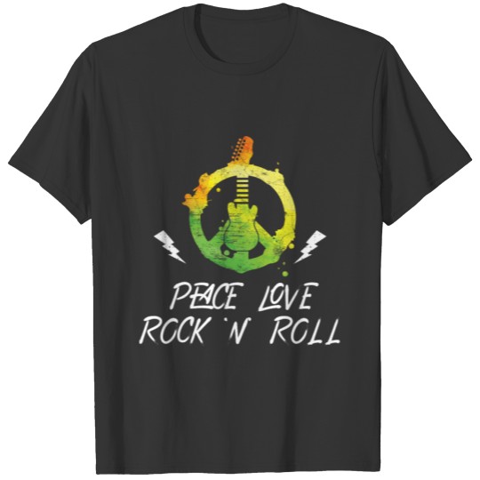 Peace Love Rock n Roll Guitar Guitarist Music Gift T-shirt