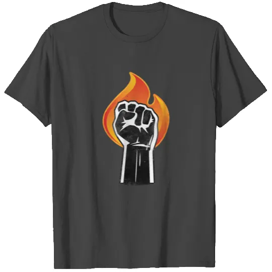 Raised fist burns black power symbol T Shirts