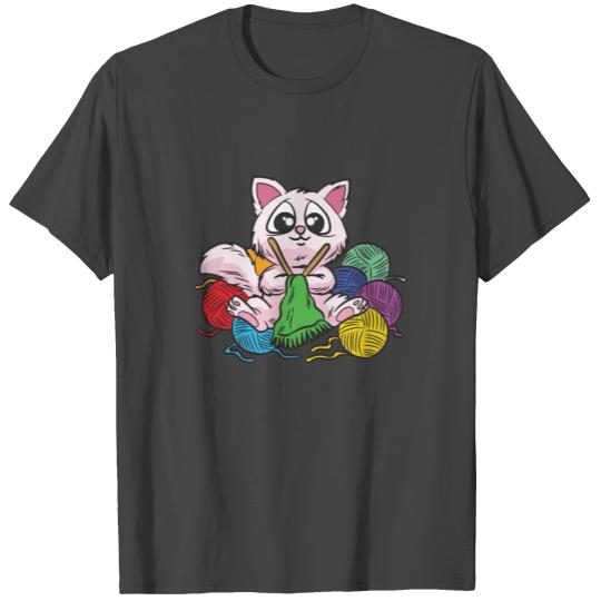 CRAFTY CAT KNITTING WOOL T Shirts
