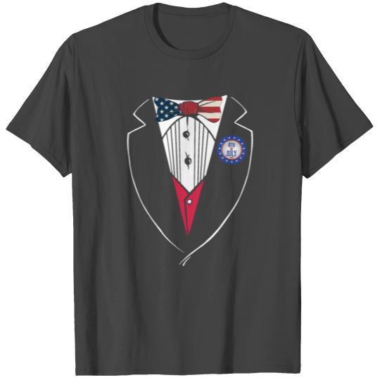 4th of July Tuxedo with USA Badge Party Costume T Shirts