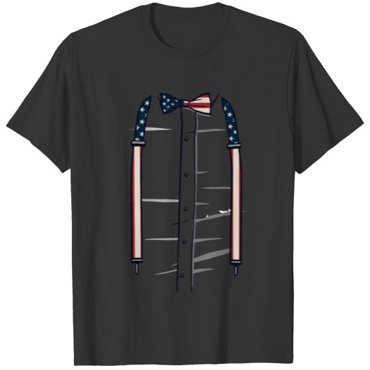 Cute Stars and Stripes bowtie and suspenders T Shirts