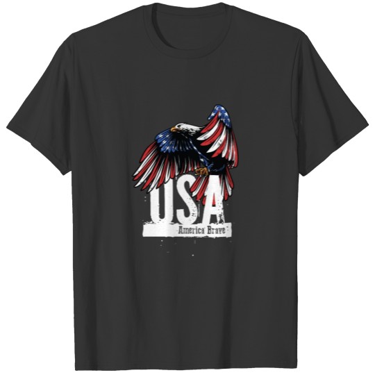 America Brave USA Flag Memorial Day, 4th of July T-shirt