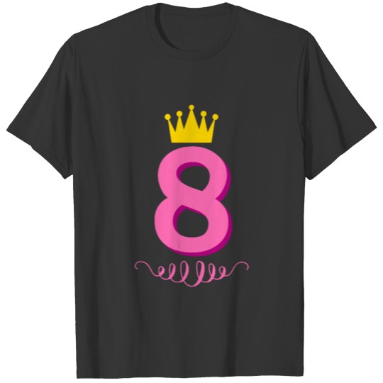 Mädchen Ich bin 8 Jahre alt 8. Geburtstag Prinzess T-shirt