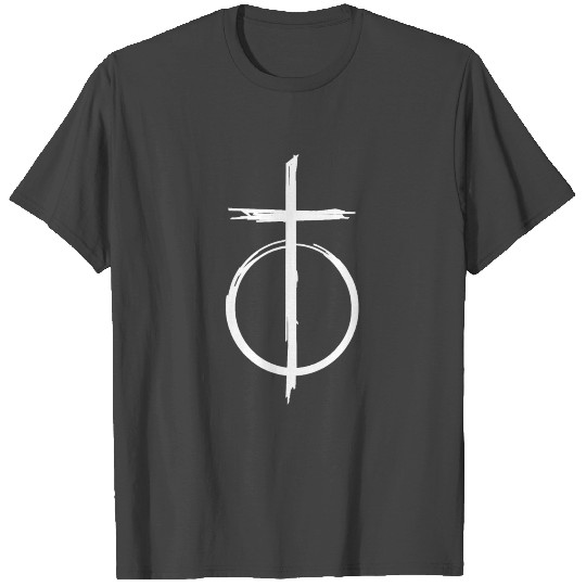 Virgin White Cross and Circle - Minimal Symbol T Shirts