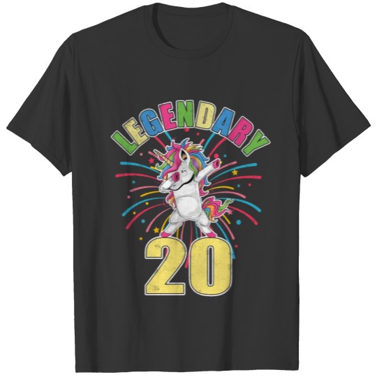20 Birthday Legendary 20 Dabbing Unicorn Party T-shirt
