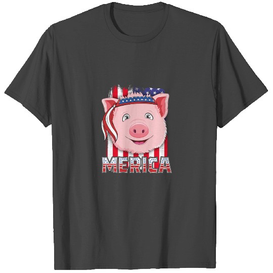 4th of July T Shirts merica Pig 4th of July T Shirts