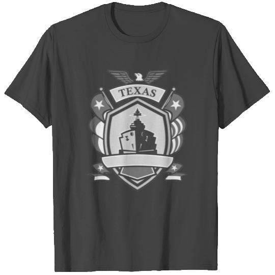 Texas Battleship Badge Grayscale T Shirts