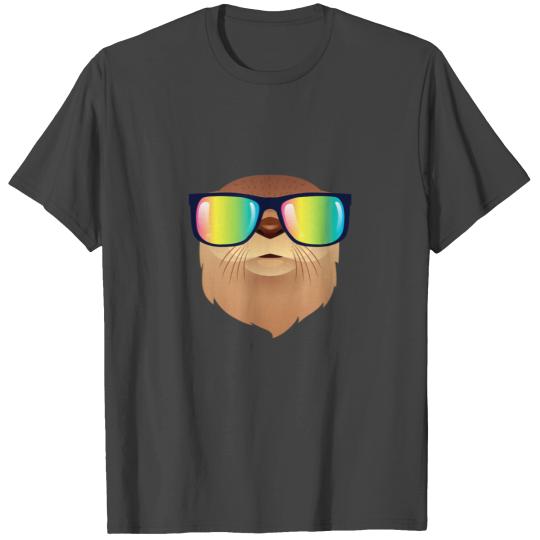 Cool Otter With 80s Rainbow Color Sunglasses T Shirts