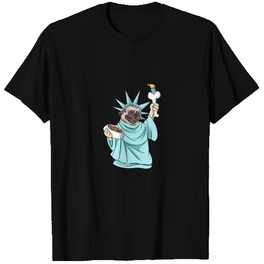 4th of July pug Statue of Liberty Funny 4th T Shirts