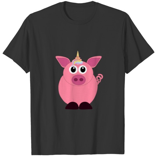 unicorn piggy pighorn baby pig costume fable T Shirts