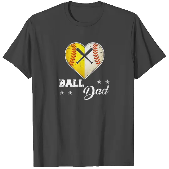Mens Baseball Softball Dad T Shirts Heart Distressed