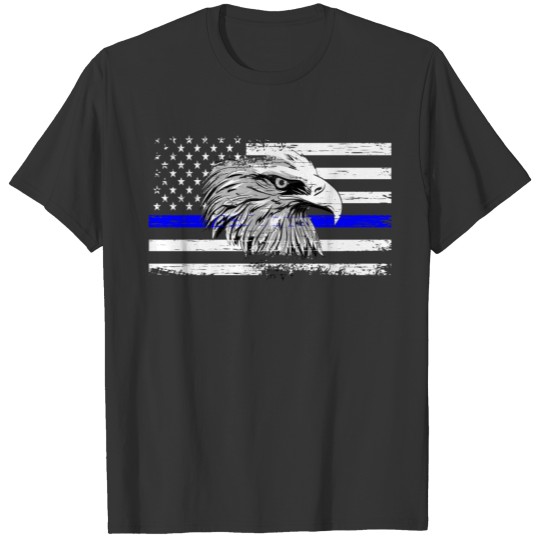 USA Flag blue Line with Eagle T Shirts